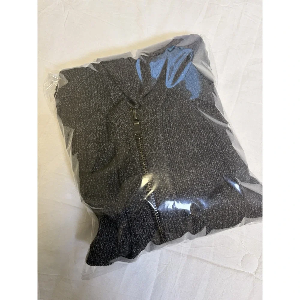 Banana Republic Mens Gray Cotton Blend Zip Cardigan Sweater  XL Academia Preppy
